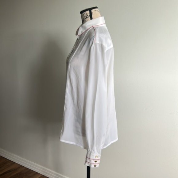 Stylish White Button Down by Collections Internationale style A6603 size 10 - Picture 1 of 7